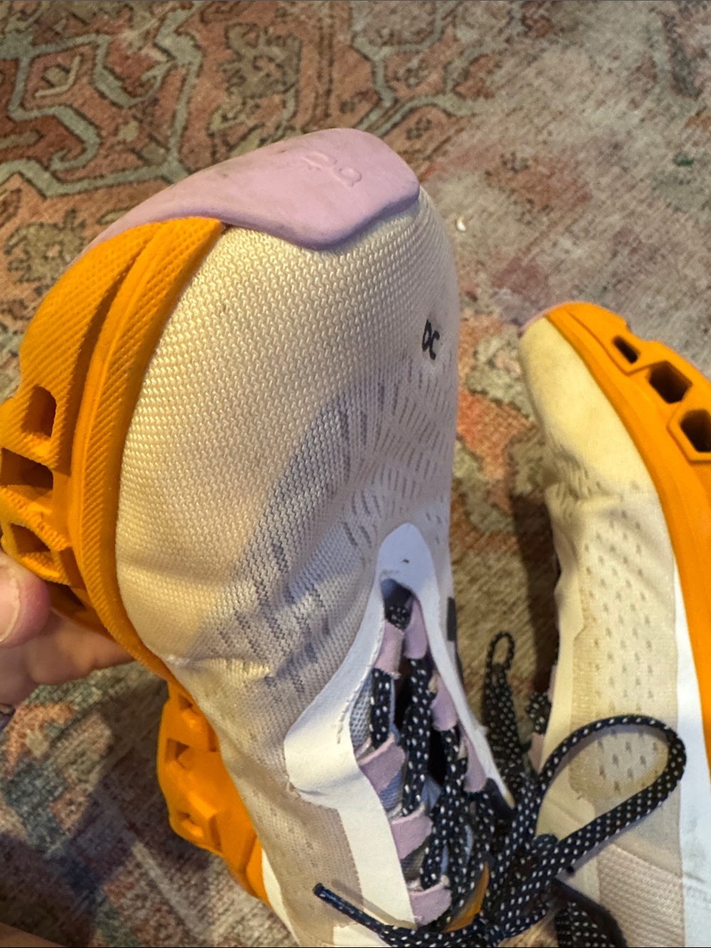 On Running Women Cloudmonster Running Shoes - White & Orange - Picture 12 of 12